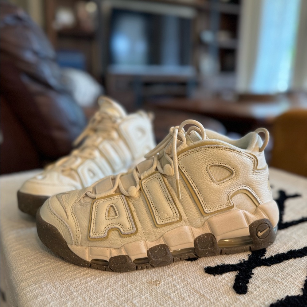 Nike More Uptempo Cream and Brown Sneakers High-Top Design